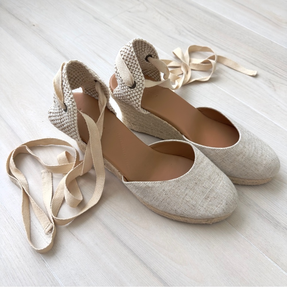 J.Crew Factory Beige Wedge Sandals